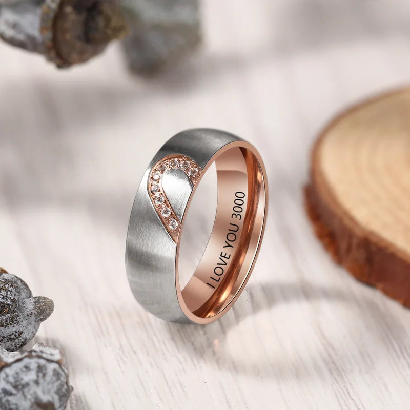 Platinum & Rose Gold Couple Rings with Tiny Diamonds JL PT 404