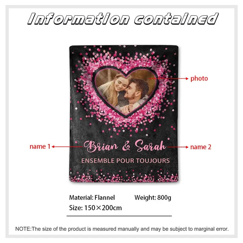 Personalised Photo Blanket | Personalised Name Blanket | Memory Blanket for Couple
