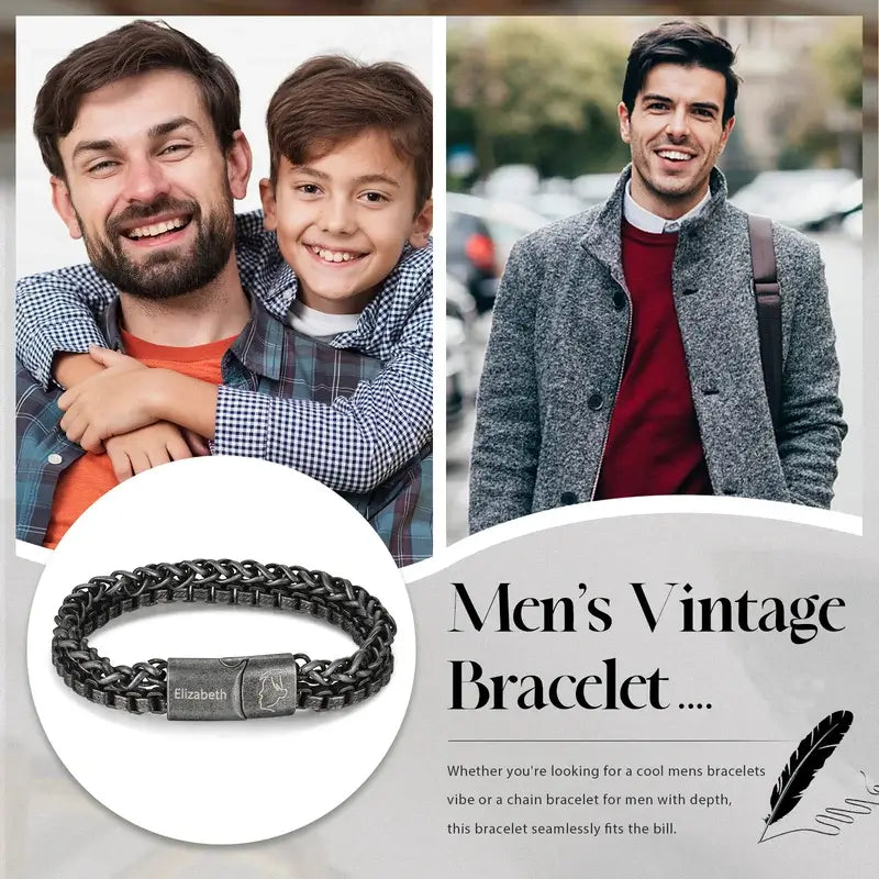 Men's Name Bracelet | Men's Engraved Bracelet | Stainless Steel