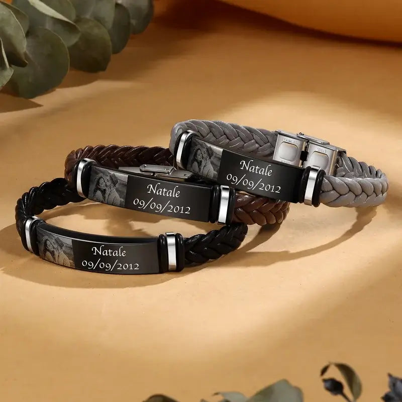 Engraved leather online bracelets for her