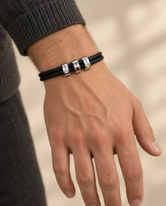 Men's Leather Bracelet - worn on a model