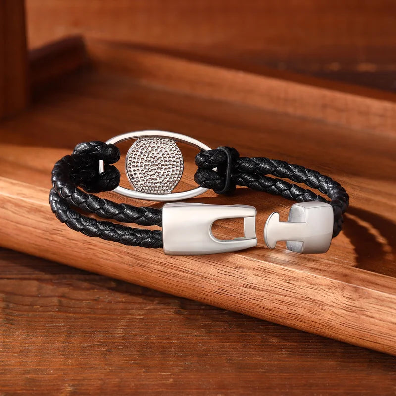 Men's Leather Personalised Engraved Bracelet