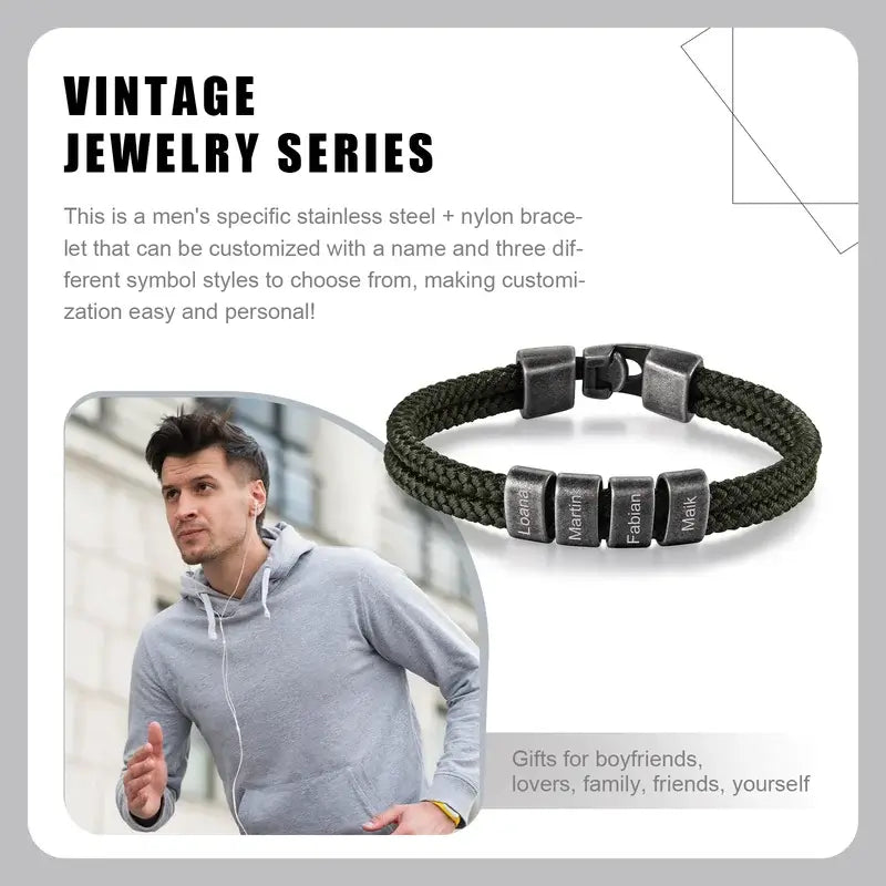 Personalised Mens Bracelet | Name Bracelet for Men | Engraved Bracelet for Men