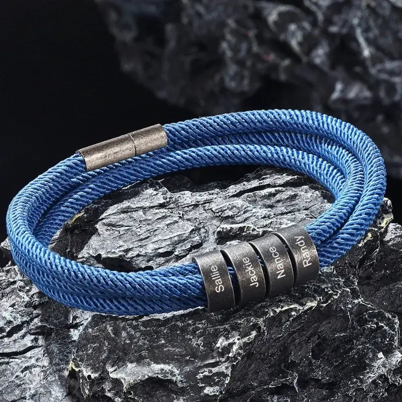 Men s Personalised Bracelet Mens Leather Name Engraved Bracelet