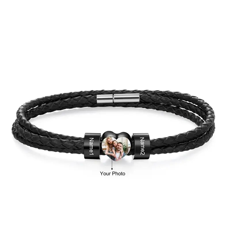 Personalised Bracelet - Photo Leather Engraved Bracelet