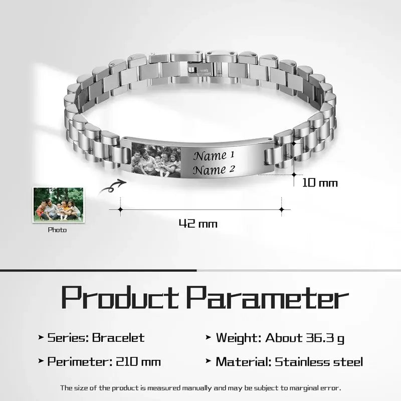 Mens Personalised Photo Bracelet Stainless Steel