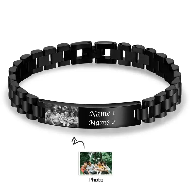 Mens Personalised Photo Bracelet Stainless Steel