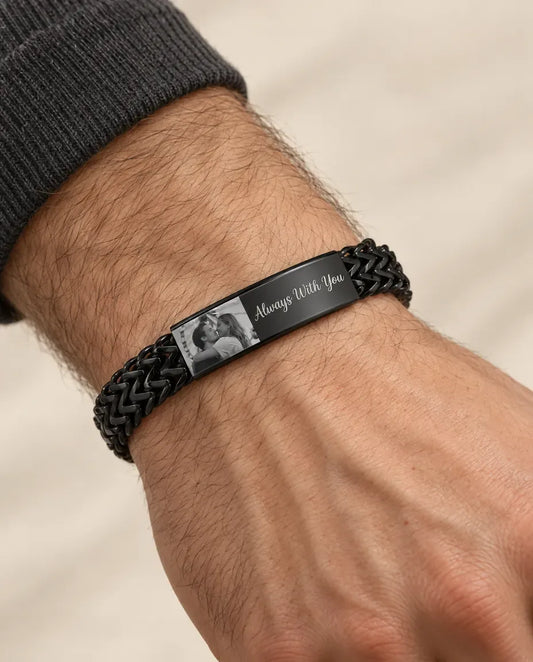 Men's Personalised Photo Bracelet - worn on a model