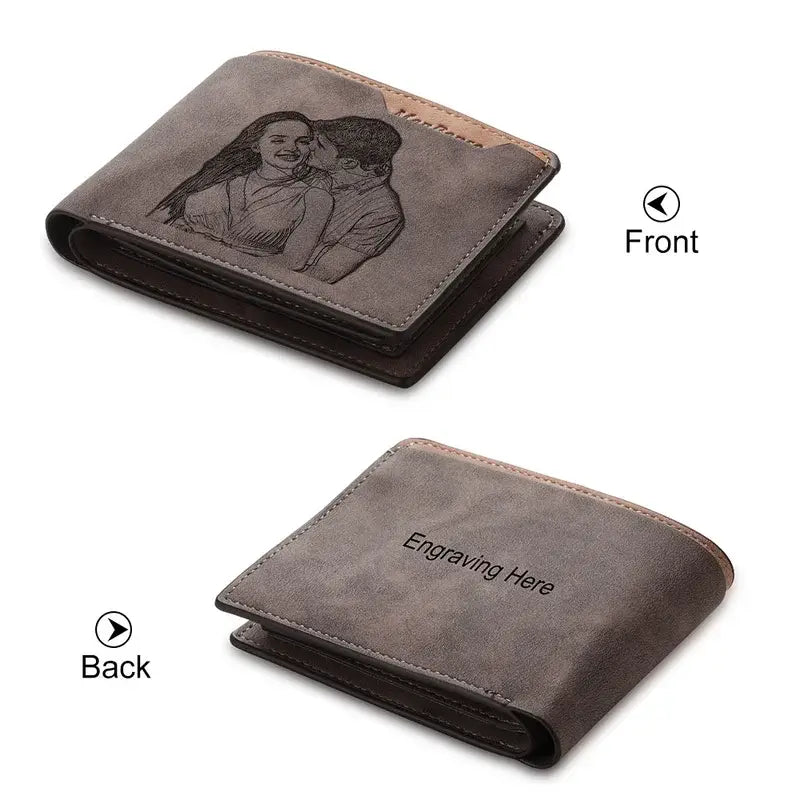 Men's Personalised Photo Wallet with Engraving