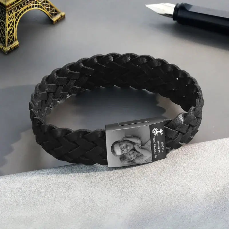 Men's Photo Bracelet with Date | Men's Bracelet with Picture