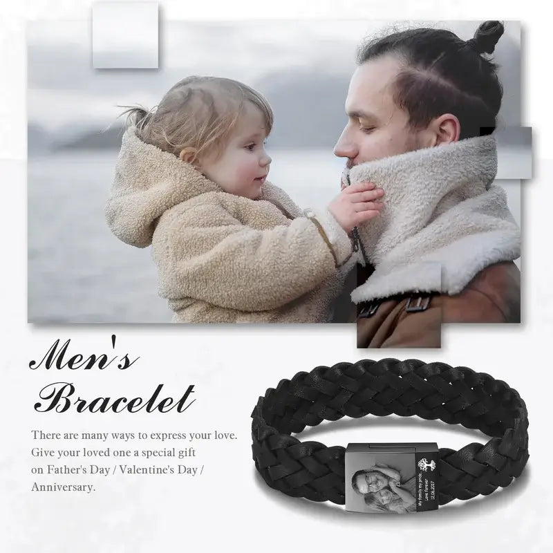 Men's Photo Bracelet with Date | Men's Bracelet with Picture