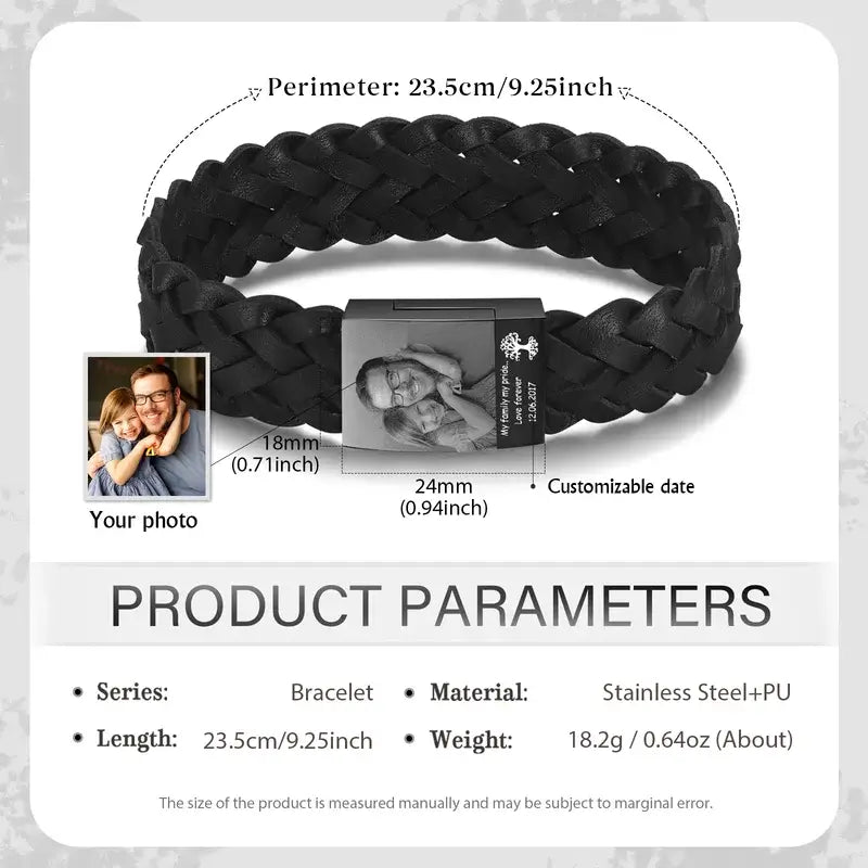 Men's Photo Bracelet with Date | Men's Bracelet with Picture