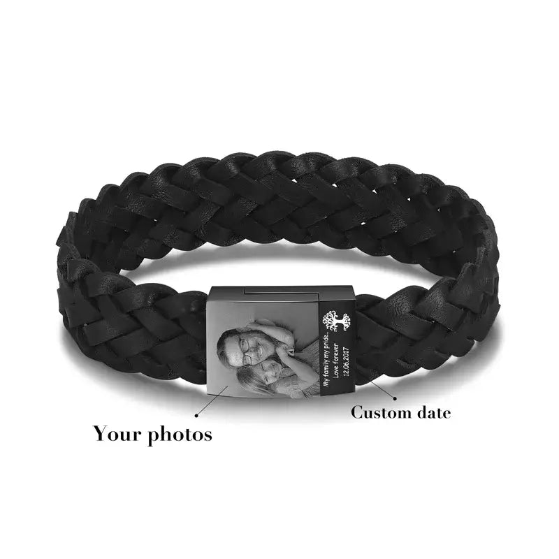 Men's Photo Bracelet with Date | Men's Bracelet with Picture