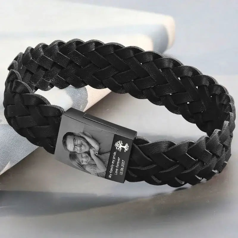 Men's Photo Bracelet with Date | Men's Bracelet with Picture