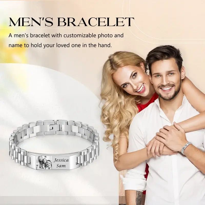 Mens Picture Bracelet - Mens Bracelet with Picture Stainless Steel
