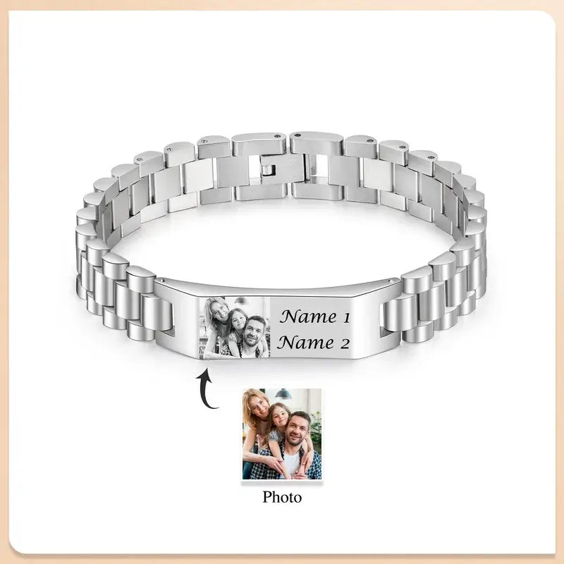 Mens Picture Bracelet - Mens Bracelet with Picture Stainless Steel