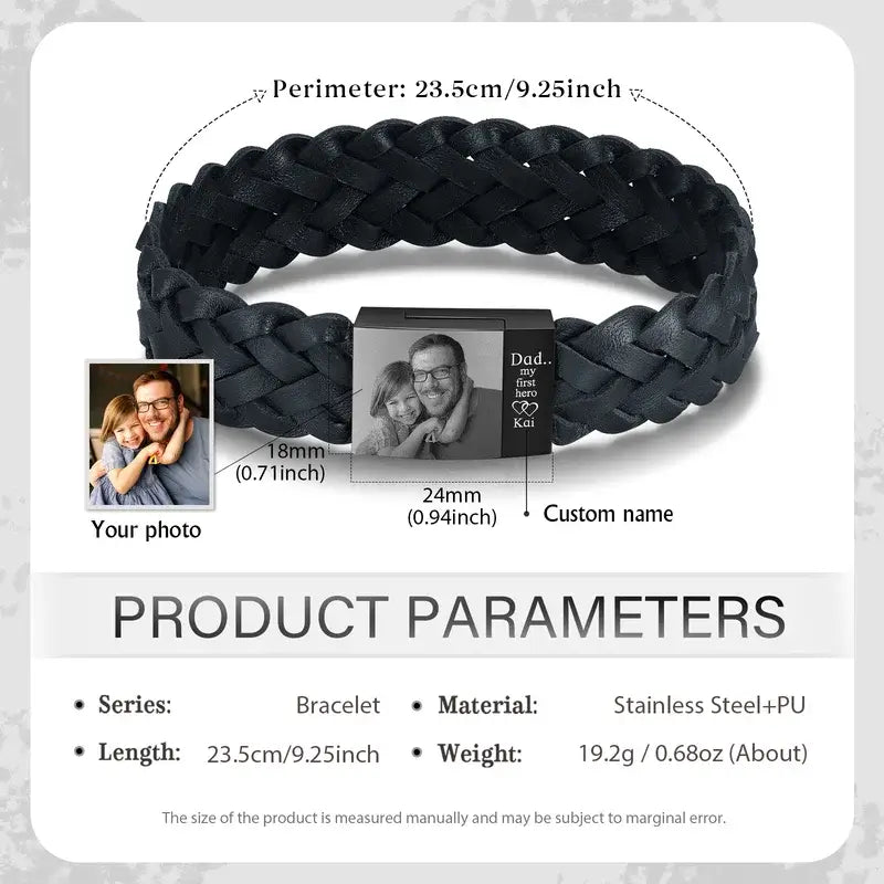 Men's Photo Bracelet | Men's Picture Bracelet with Name | Father's Day Gift | Gift for Dad