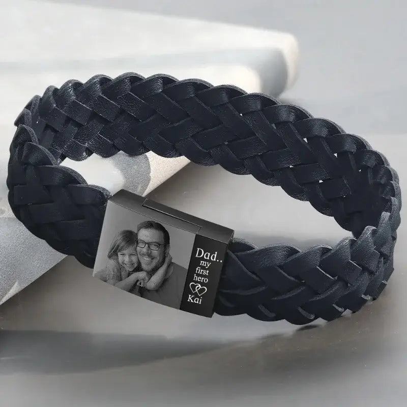 Men's Photo Bracelet | Men's Picture Bracelet with Name | Father's Day Gift | Gift for Dad