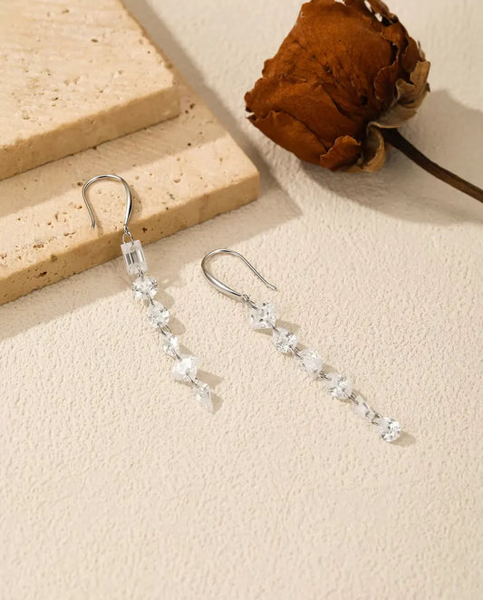 Mismatched Zirconia Drop Earrings