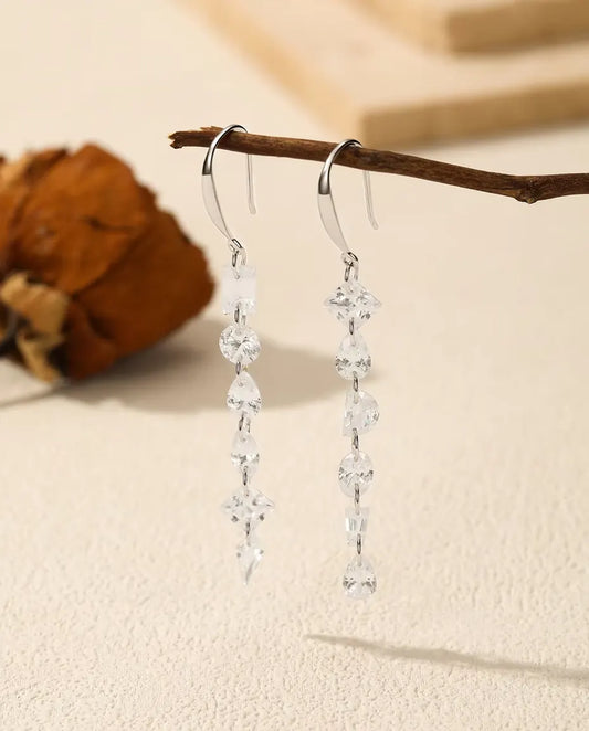 Mismatched Zirconia Drop Earrings