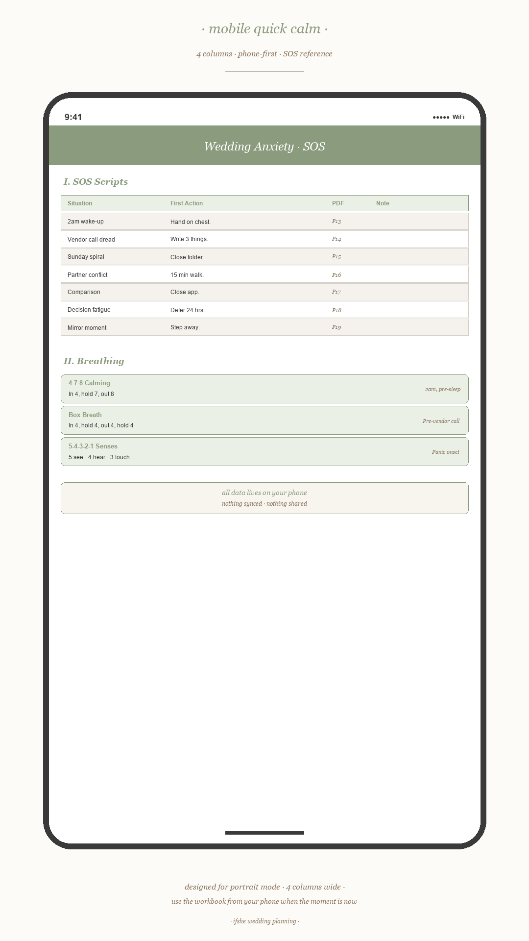 The Wedding Anxiety & Wellness Workbook — 45 Tools + 17 Scripts mobile view