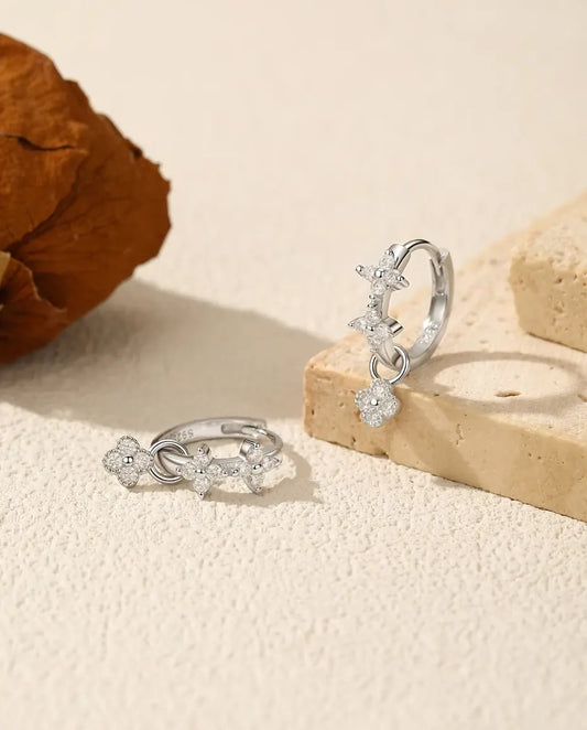Moissanite Clover Huggie Earrings