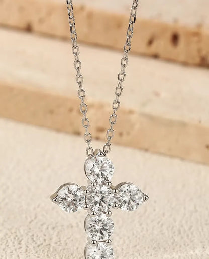 Moissanite cross necklace in 925 sterling silver
