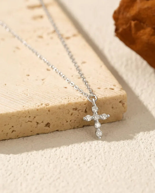 Moissanite Cross Pendant Necklace