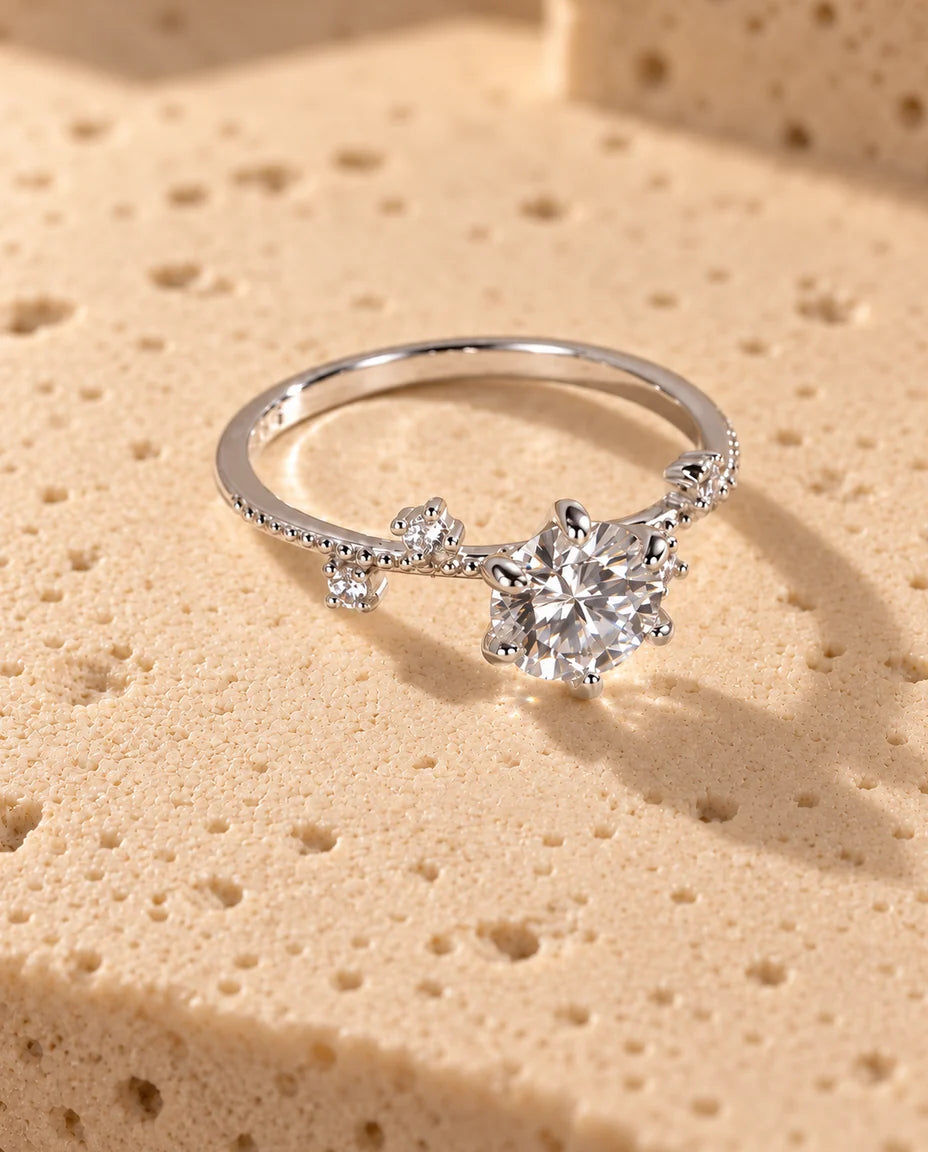 Moissanite Engagement Ring - three-quarter view