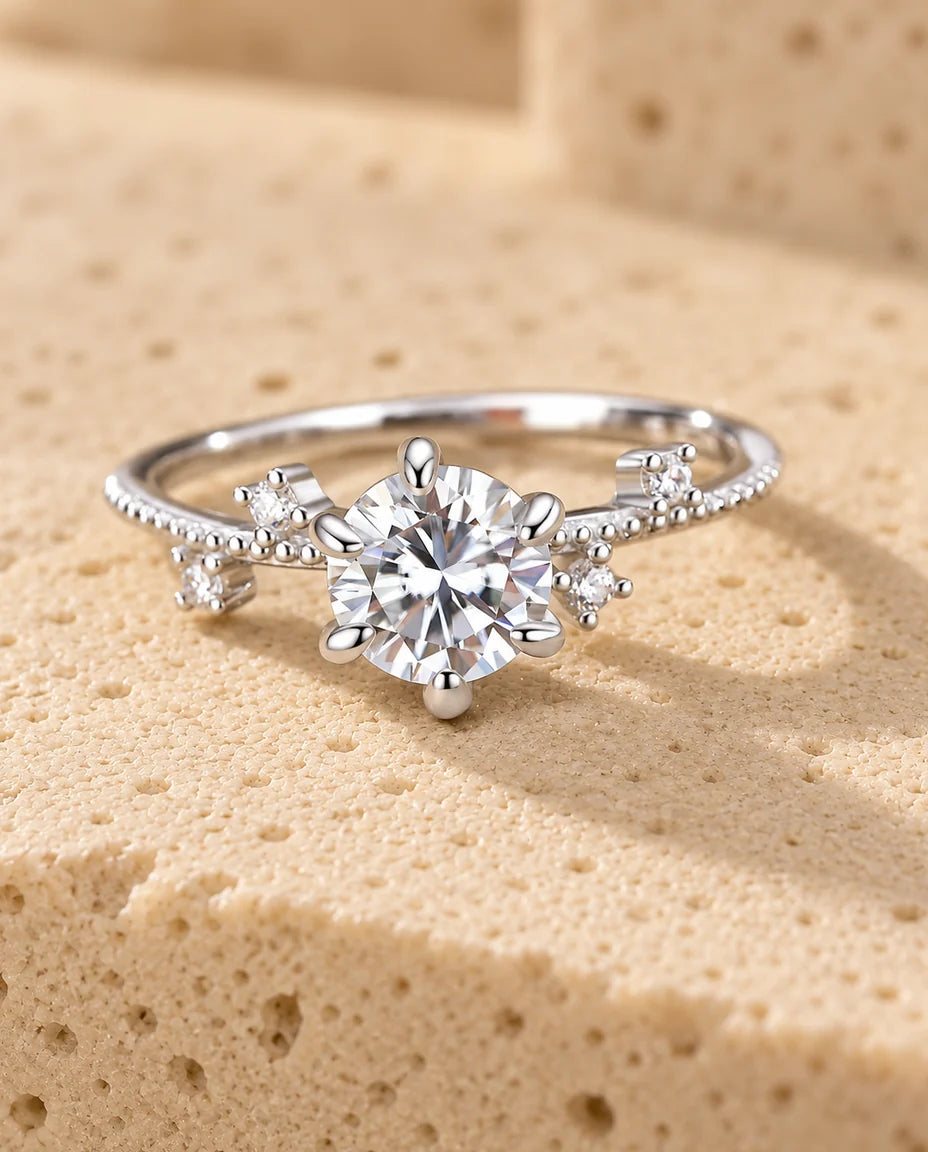 Moissanite Engagement Ring - close-up of the gemstone