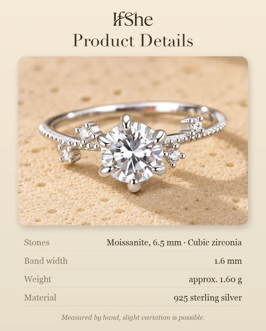 Moissanite Engagement Ring - size and material details
