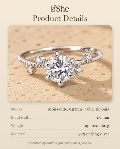 Moissanite Engagement Ring - size and material details