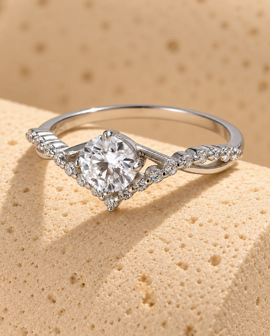 Moissanite Engagement Ring - close-up of the gemstone