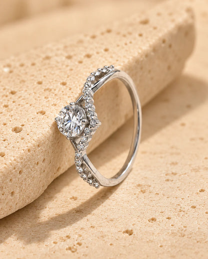 Moissanite Engagement Ring - three-quarter view