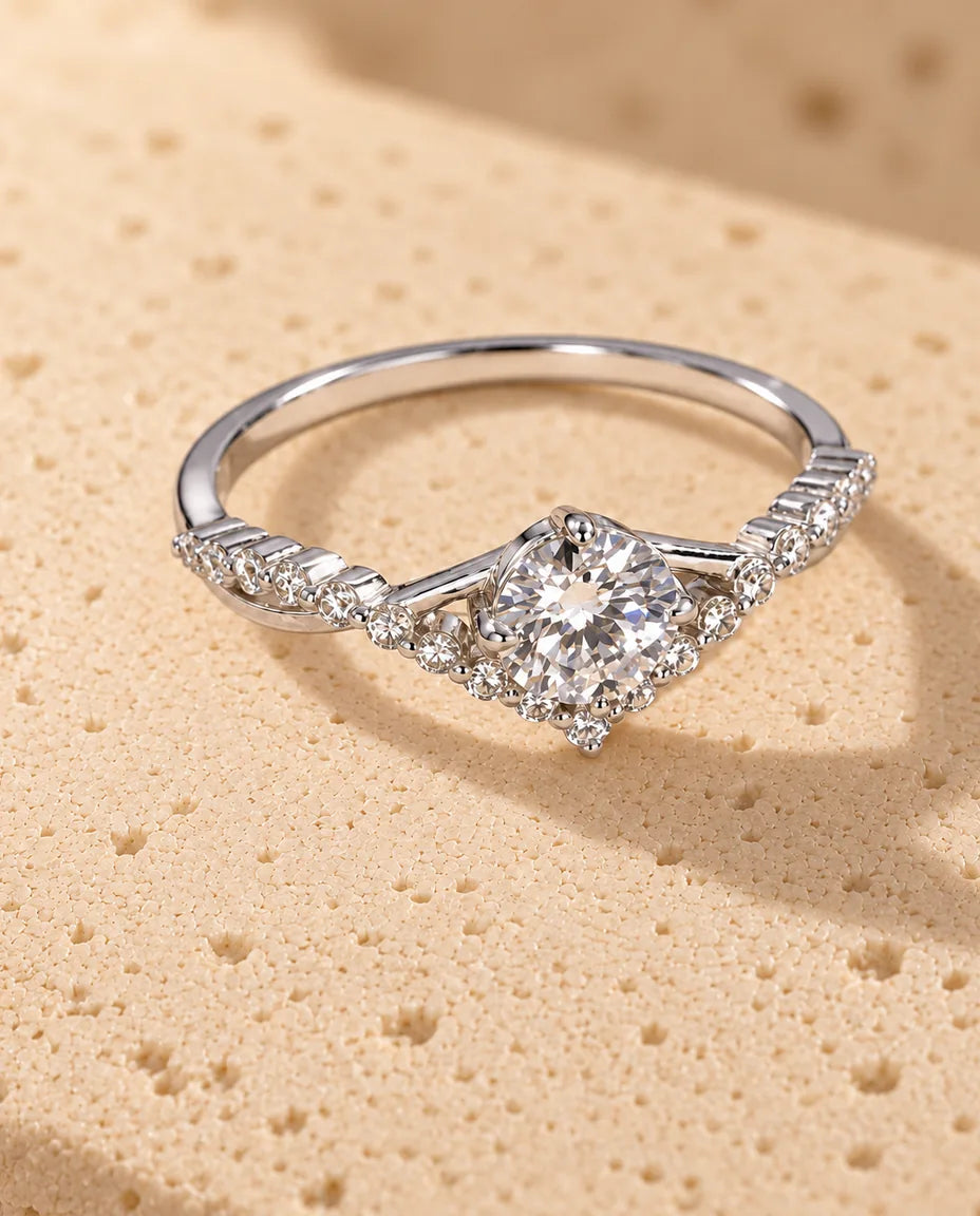 Moissanite Engagement Ring - seen from above