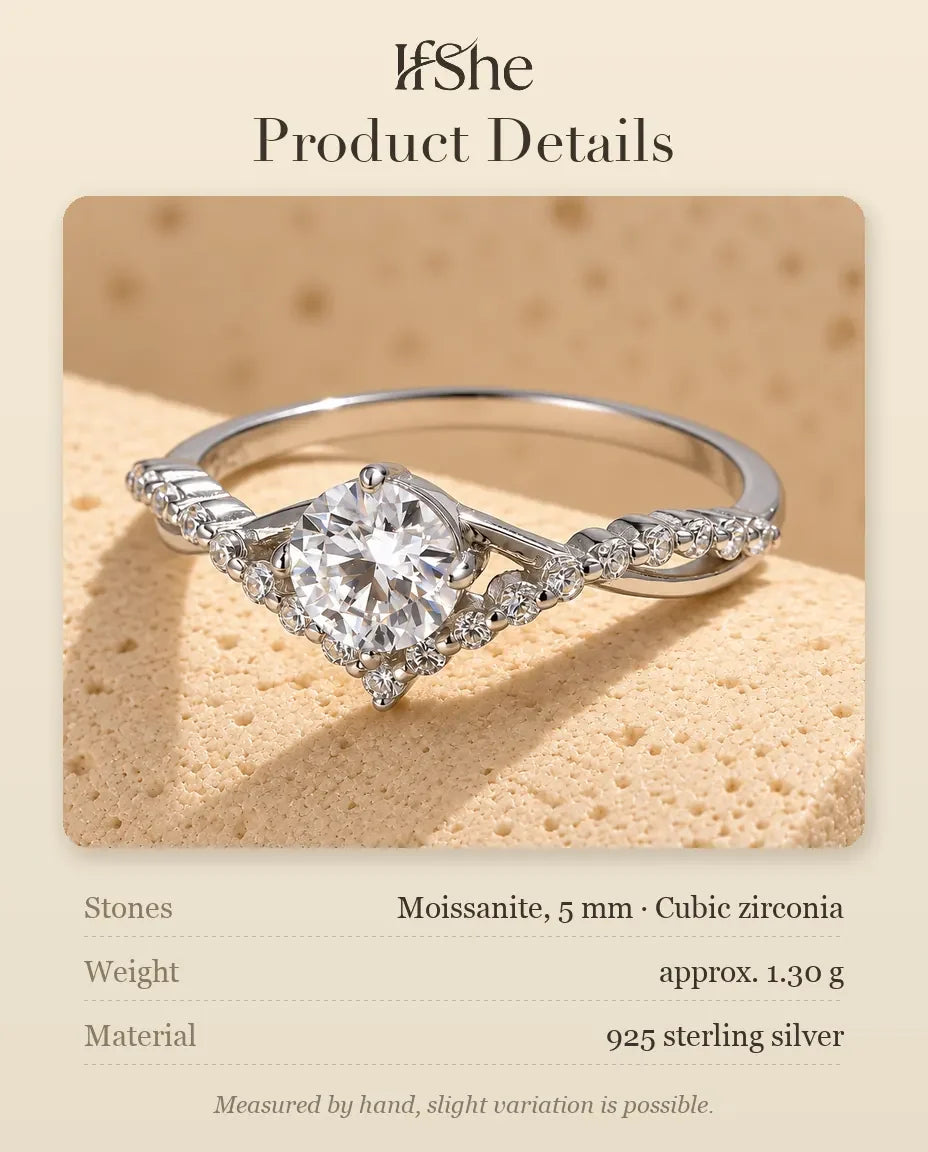 Moissanite Engagement Ring - size and material details