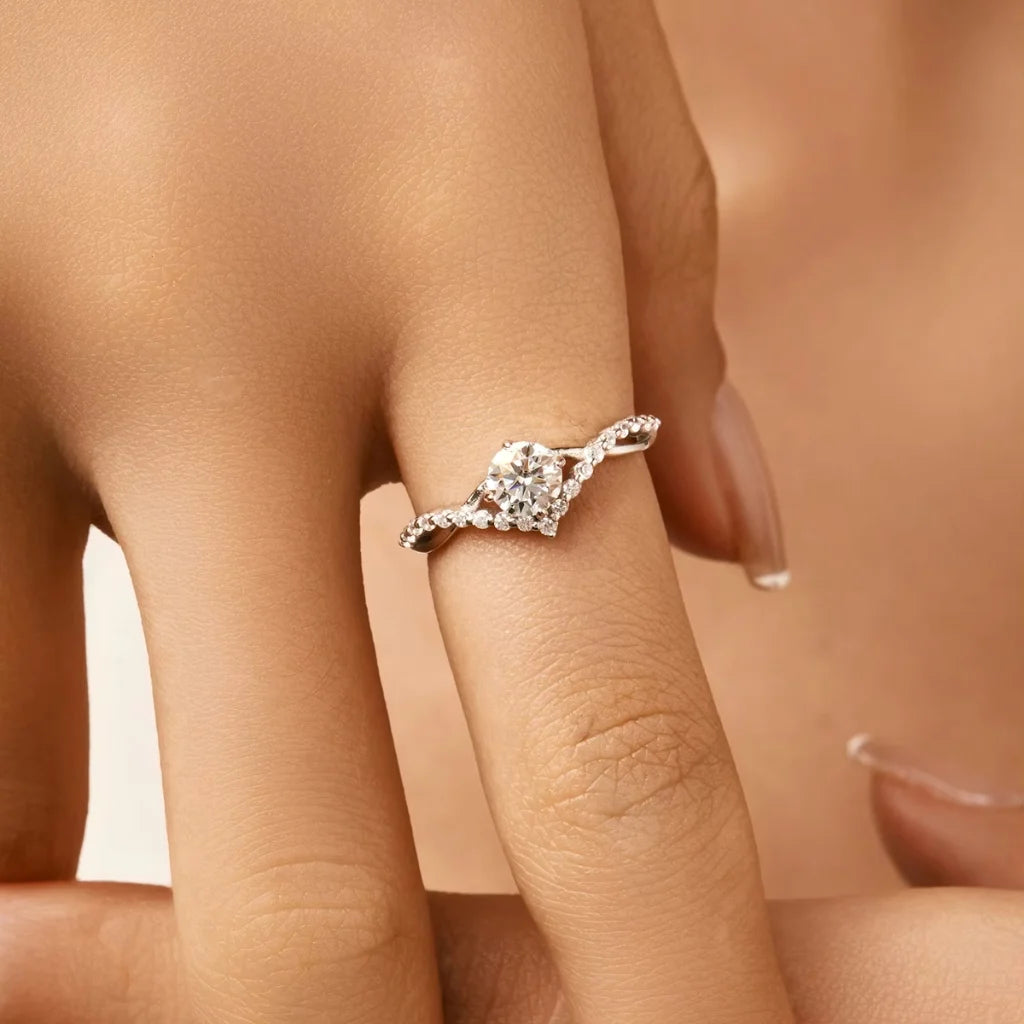 0.50Ct Moissanite Engagement Ring - Moissanite Wedding Ring for Women - 925 Sterling Silver