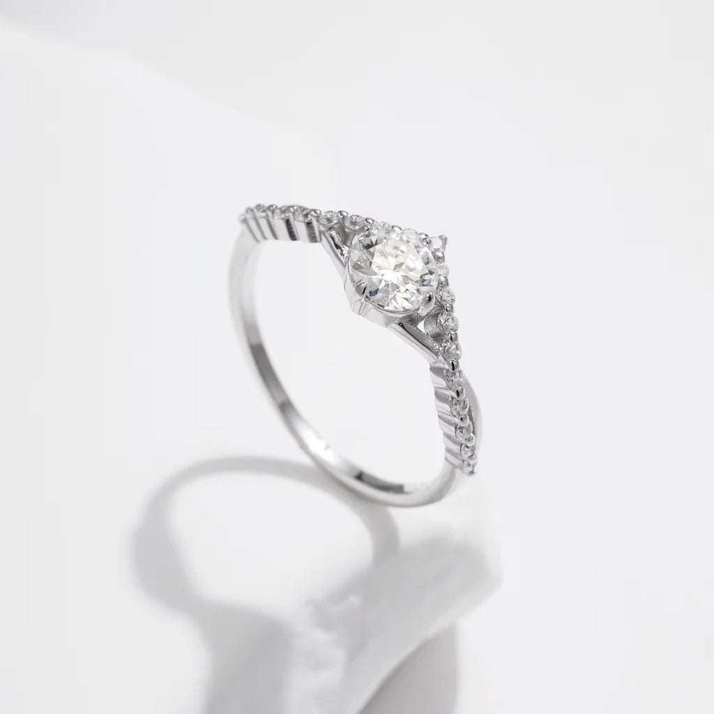 0.50Ct Moissanite Engagement Ring - Moissanite Wedding Ring for Women - 925 Sterling Silver