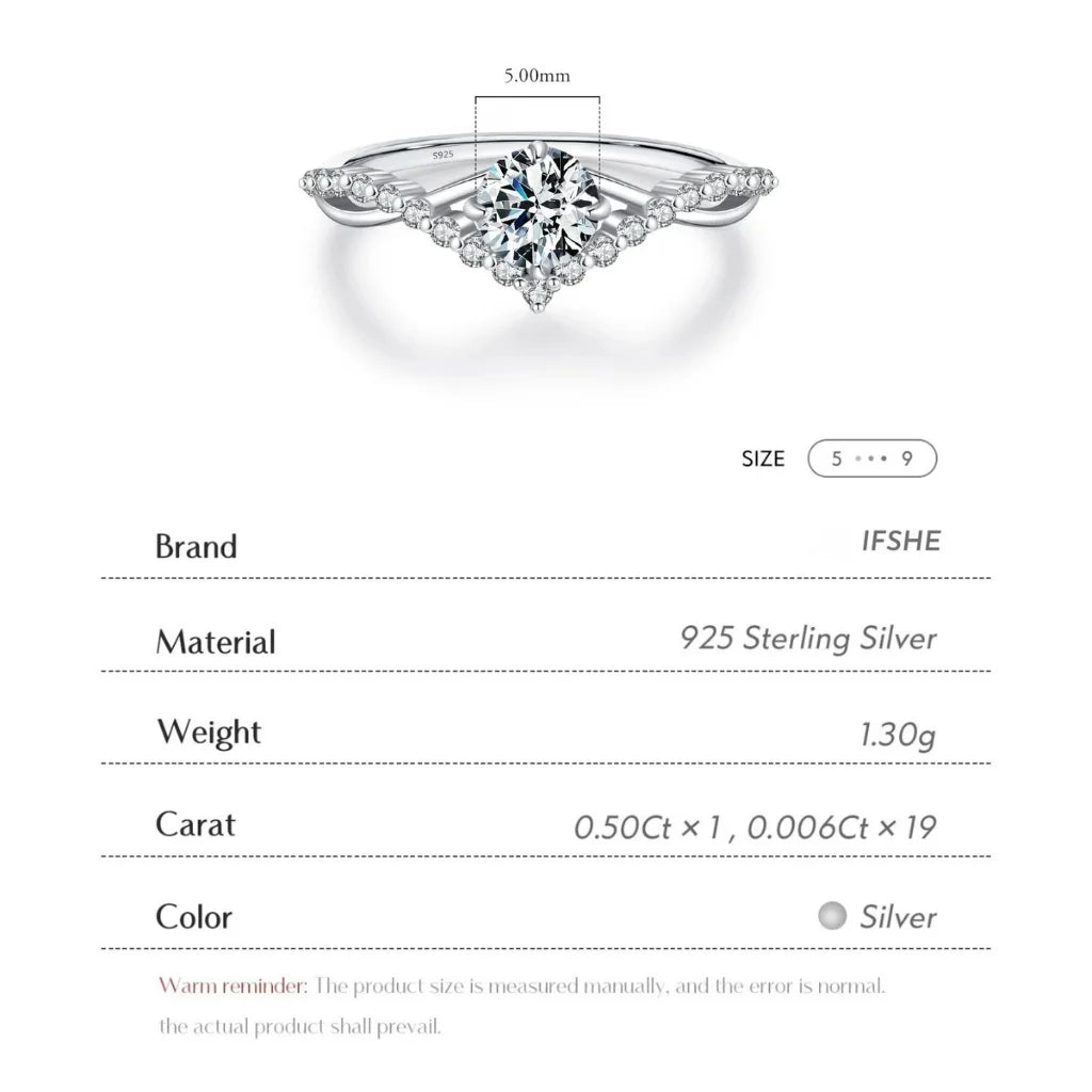 0.50Ct Moissanite Engagement Ring - Moissanite Wedding Ring for Women - 925 Sterling Silver