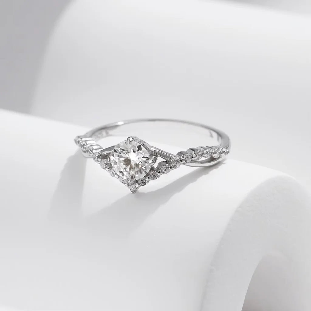 0.50Ct Moissanite Engagement Ring - Moissanite Wedding Ring for Women - 925 Sterling Silver
