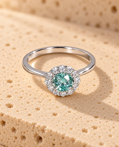 Moissanite Halo Ring - seen from above