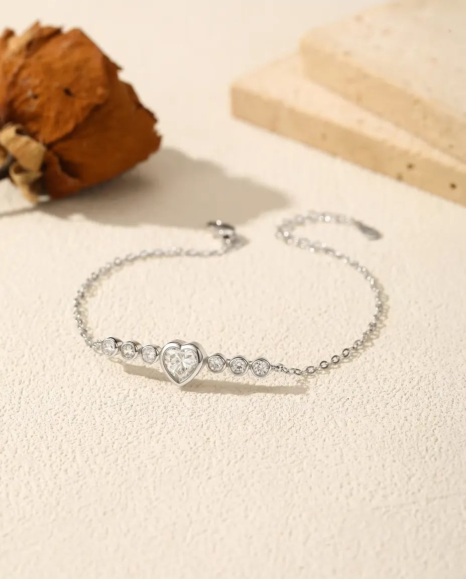 Moissanite Heart Bracelet