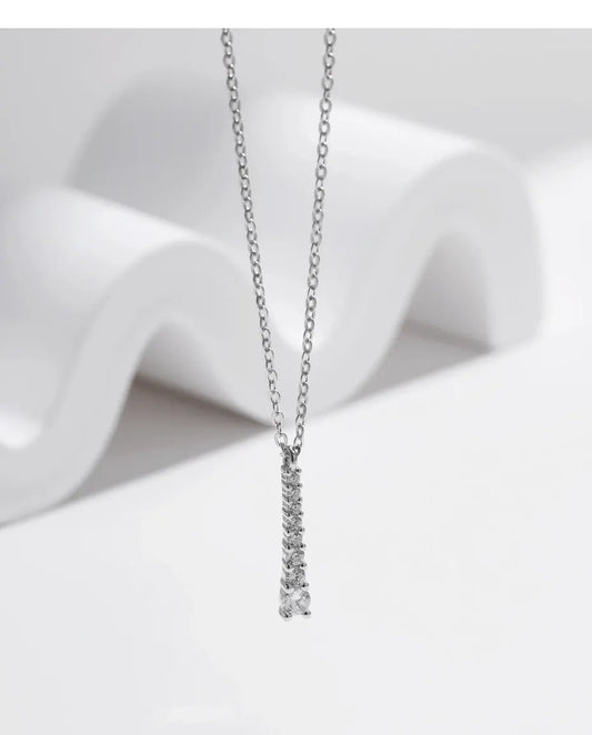Moissanite Lariat Y Necklace – Graduated Drop Pendant in 925 Sterling Silver, Layering