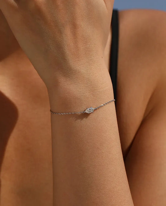 0.5ct marquise-cut moissanite bracelet in 925 sterling silver
