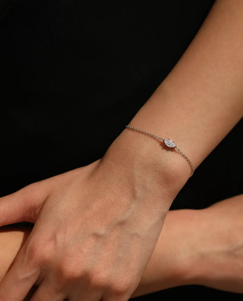 0.5ct marquise-cut moissanite bracelet in 925 sterling silver