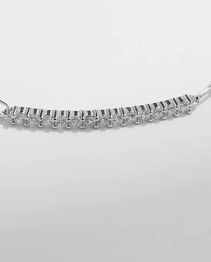 Moissanite pave bar bracelet on paperclip chain in 925 sterling silver