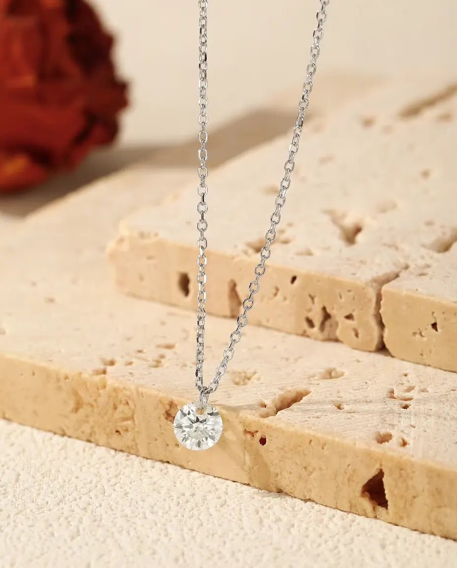 Moissanite Solitaire Necklace in 925 Sterling Silver