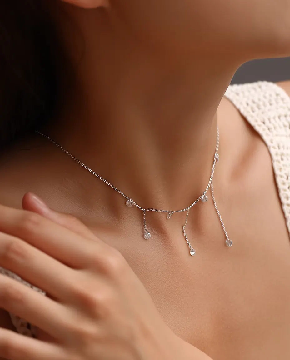 Moissanite Station Necklace