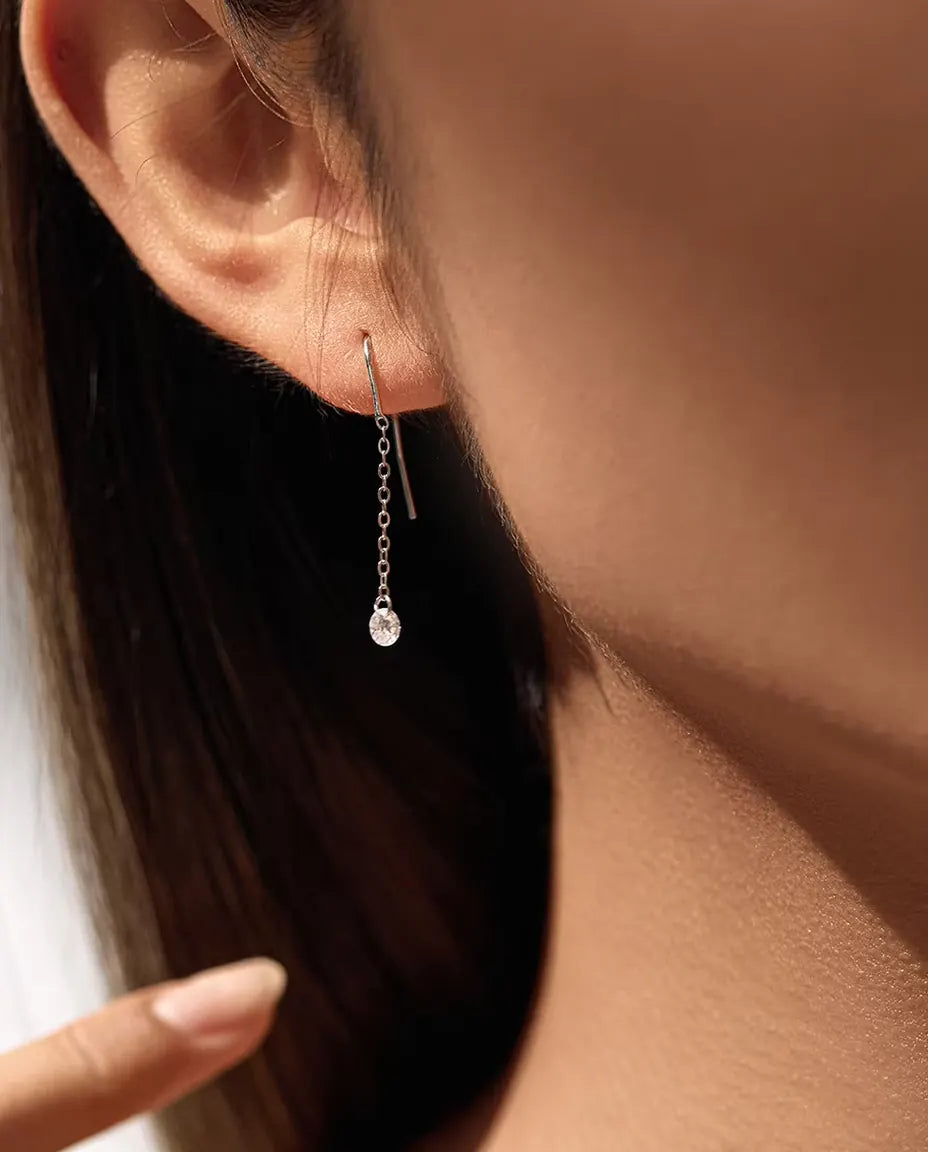 Moissanite Threader Earrings