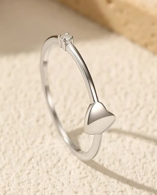 Tiny Heart Moissanite Ring